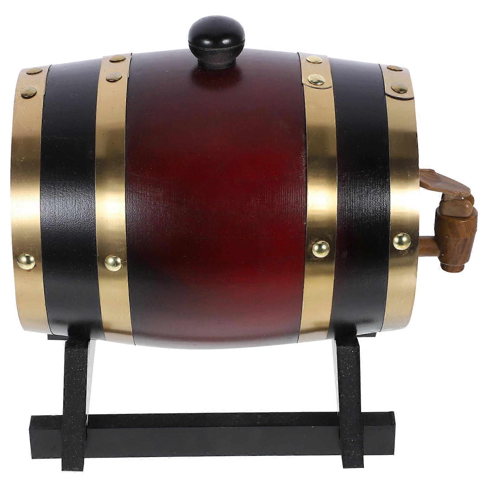 Wooden Wine Barrel for Storage Enhances Flavor and Scent Perfect for Outdoor Gatherings Red Color 1.5L