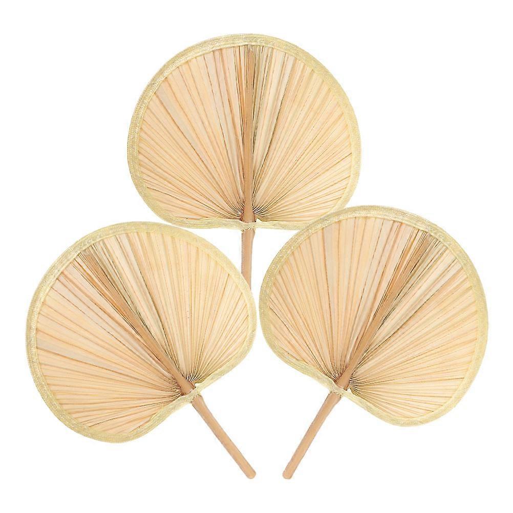 3pcs Portable Handheld Fans, Hand Weaving Design with Chinese Style Banana Leaves Pattern, Ideal for Outdoor Activities, BBQ, Dance and Home Decor
