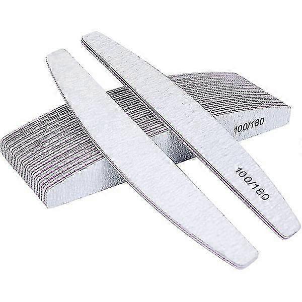 16 Pcs Double Sided Nail File - 100180 Grit Washable File White