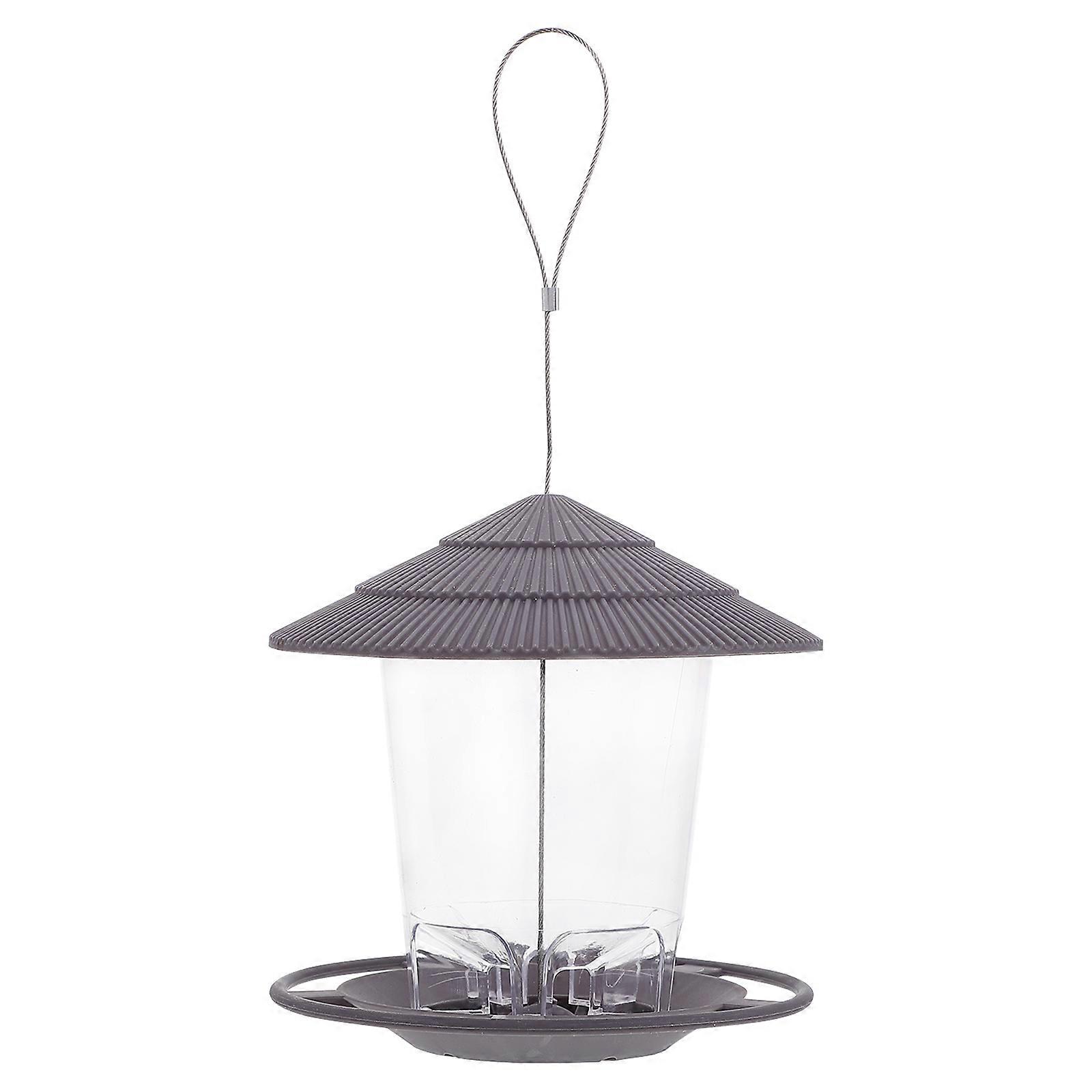 Wild Bird Feeder with Roof for Feeding Easy to Refill and Clean Holds Mixed Food Grey Plastic