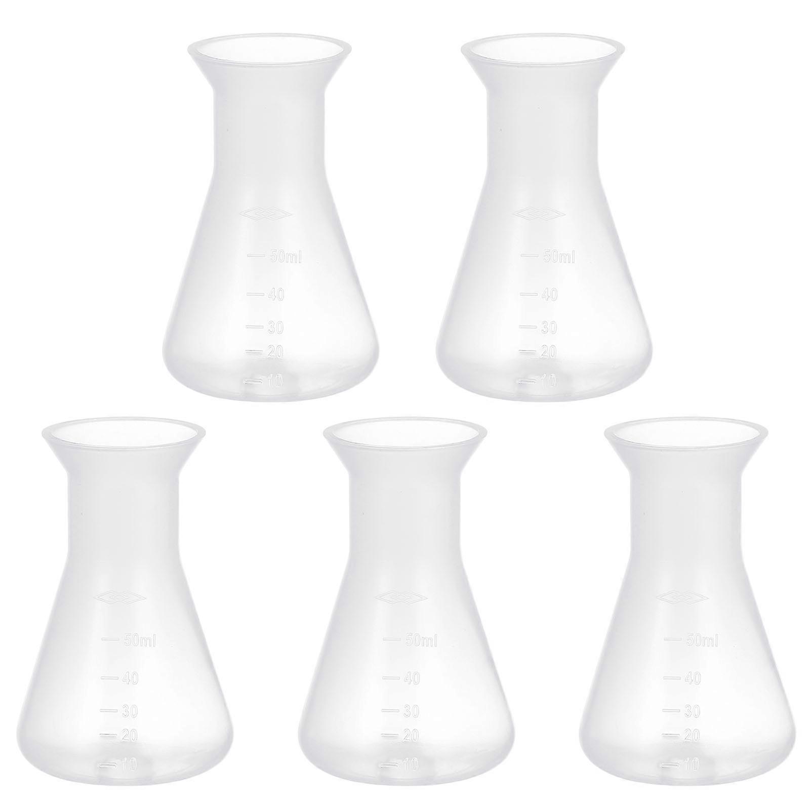 Plastic Conical Flask for Lab Use 5Pcs Transparent Experiment Flasks