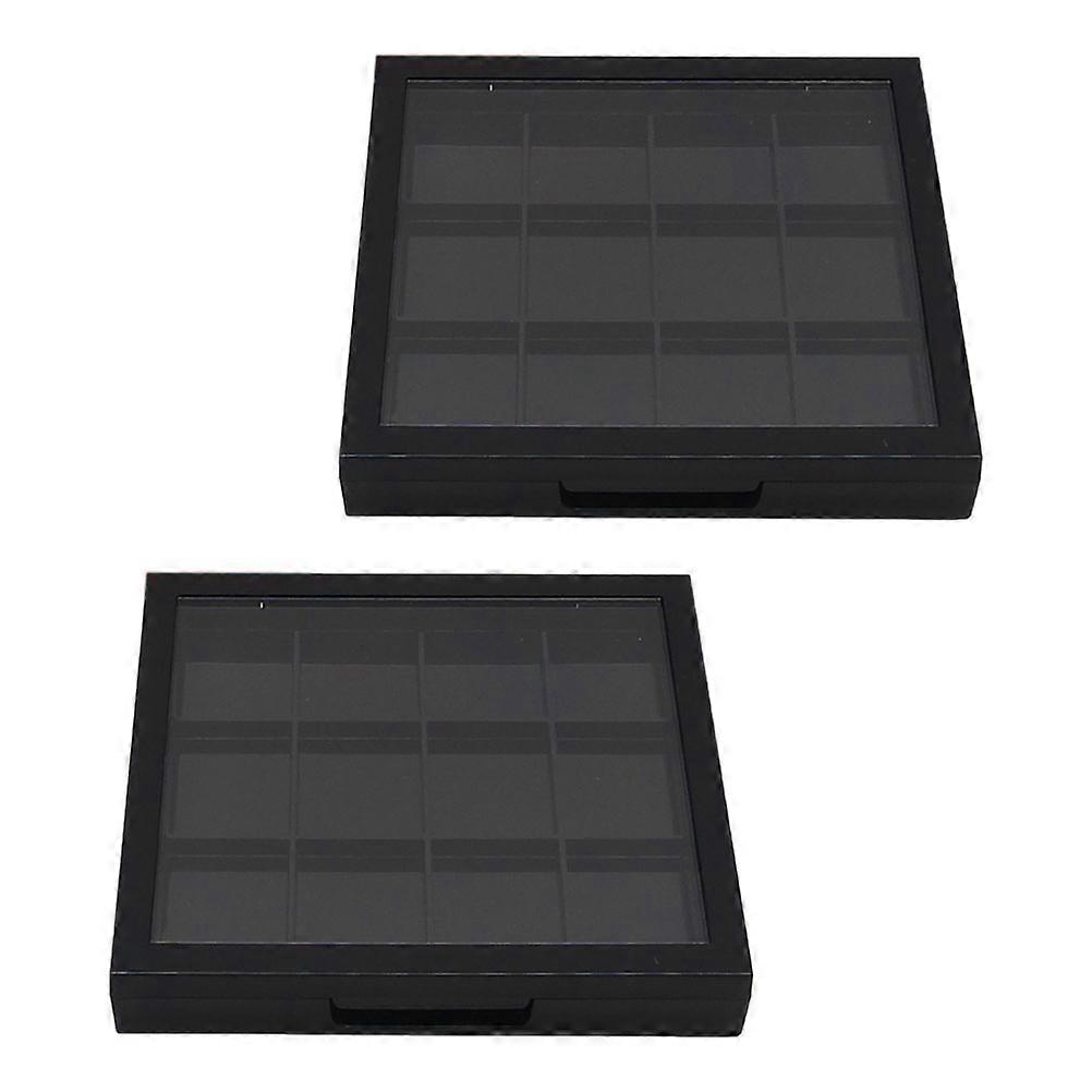 Storage Box Multi-Grid Cosmetics Tray for Storage 2Pcs Black Plastic