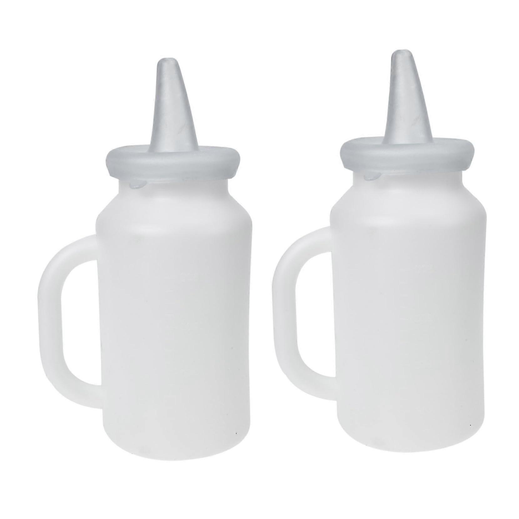 2-Pack Milk Bottle for Calves and Puppies, Pet Feeding Bottle, Silicone Material, White, Ideal for Small Animals