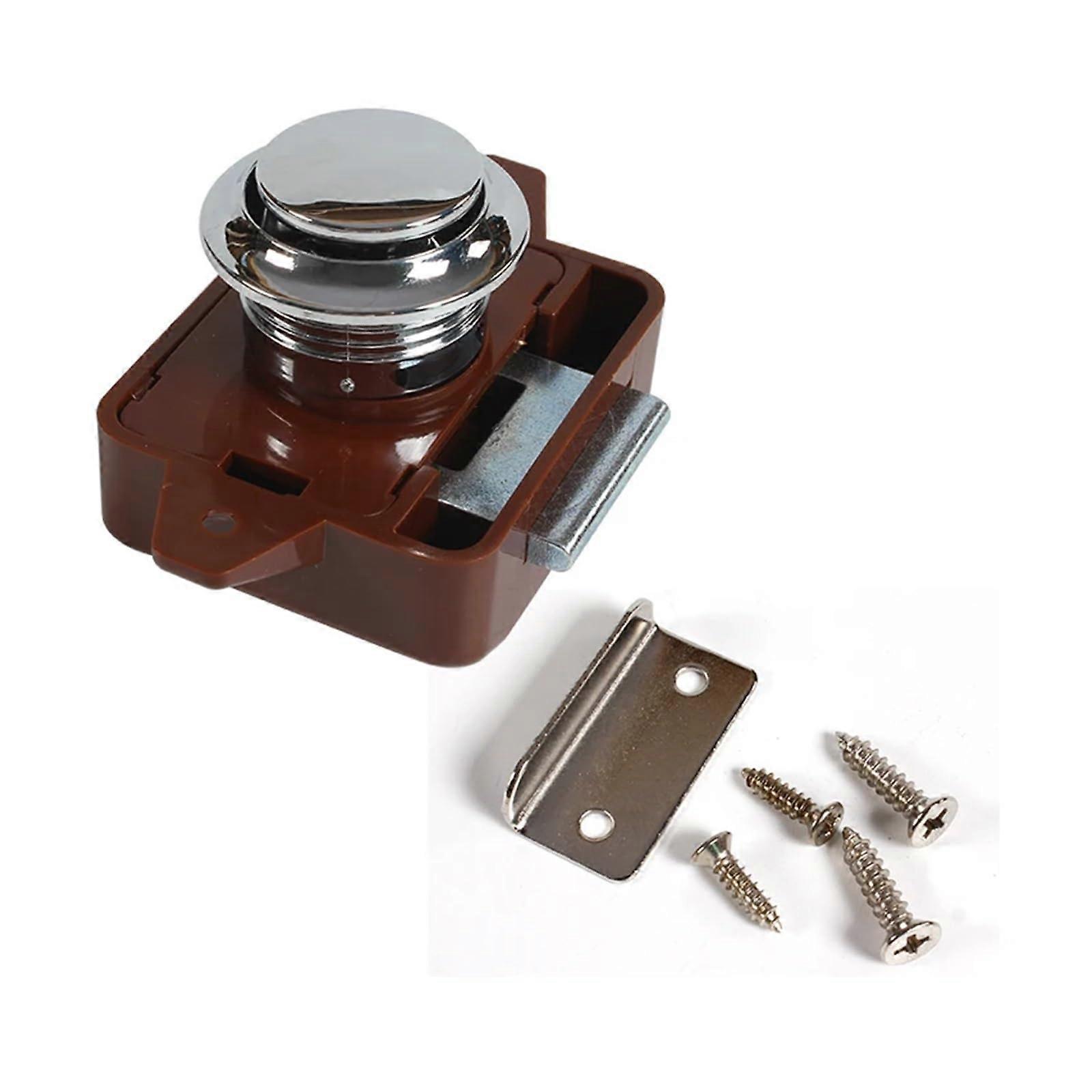 "10 Pack Keyless Button Door Lock, 26mm Keyhole Size, Brown Chrome, Perfect for RVs, Trailers, and Indoor-Outdoor Use"