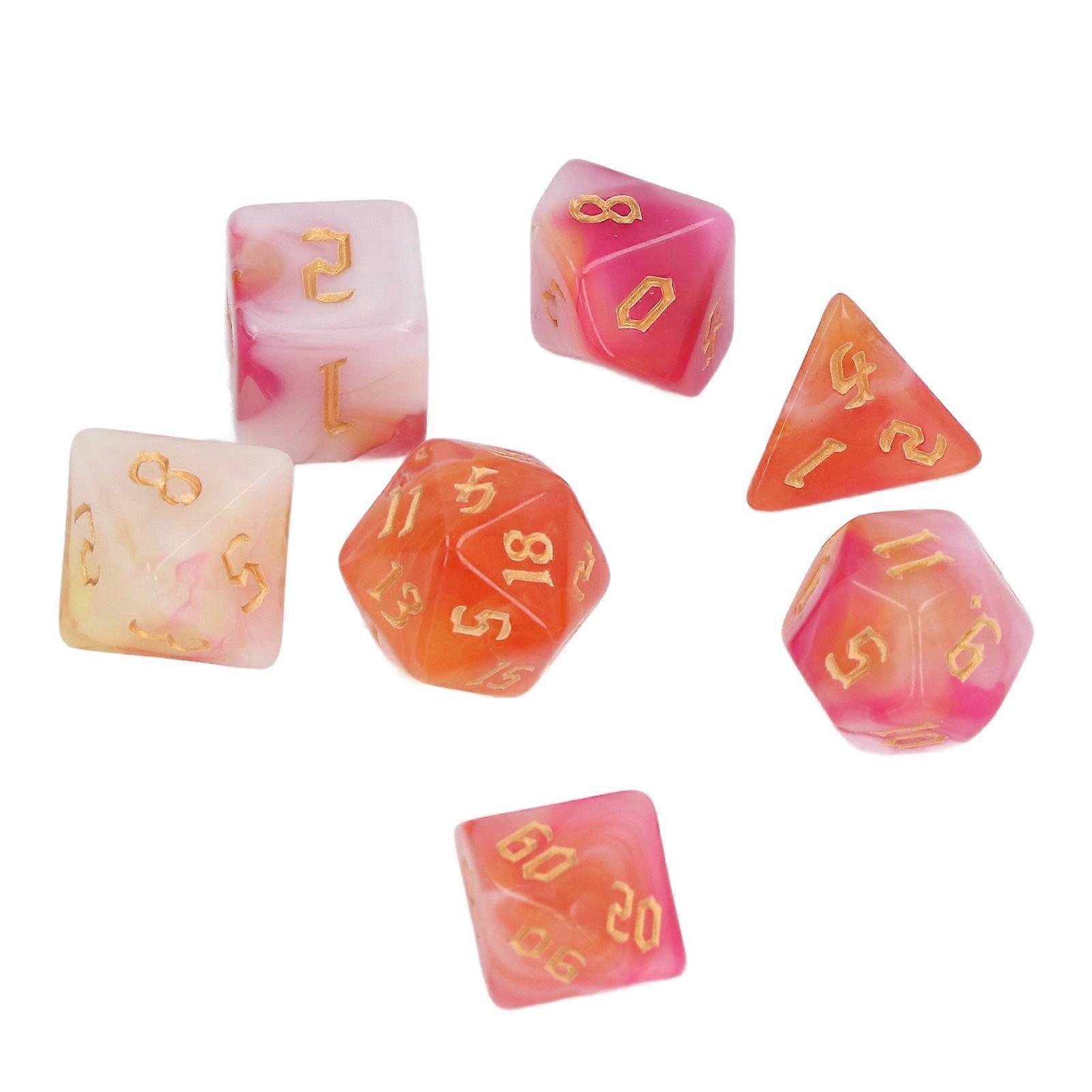 7pcs Polyhedral Dice Set Acrylic Portable Funny Dice Table Game Props for Holiday Party Type 2