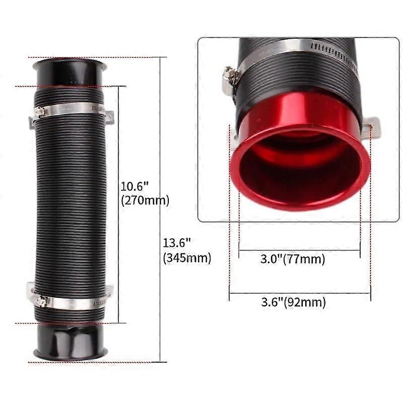 1 Piece 76MM Auto Cold Air Turbo Intake Inlet Pipe Adjustable Flexible Duct Hose Cold Feed Duct Hose (Red) Red