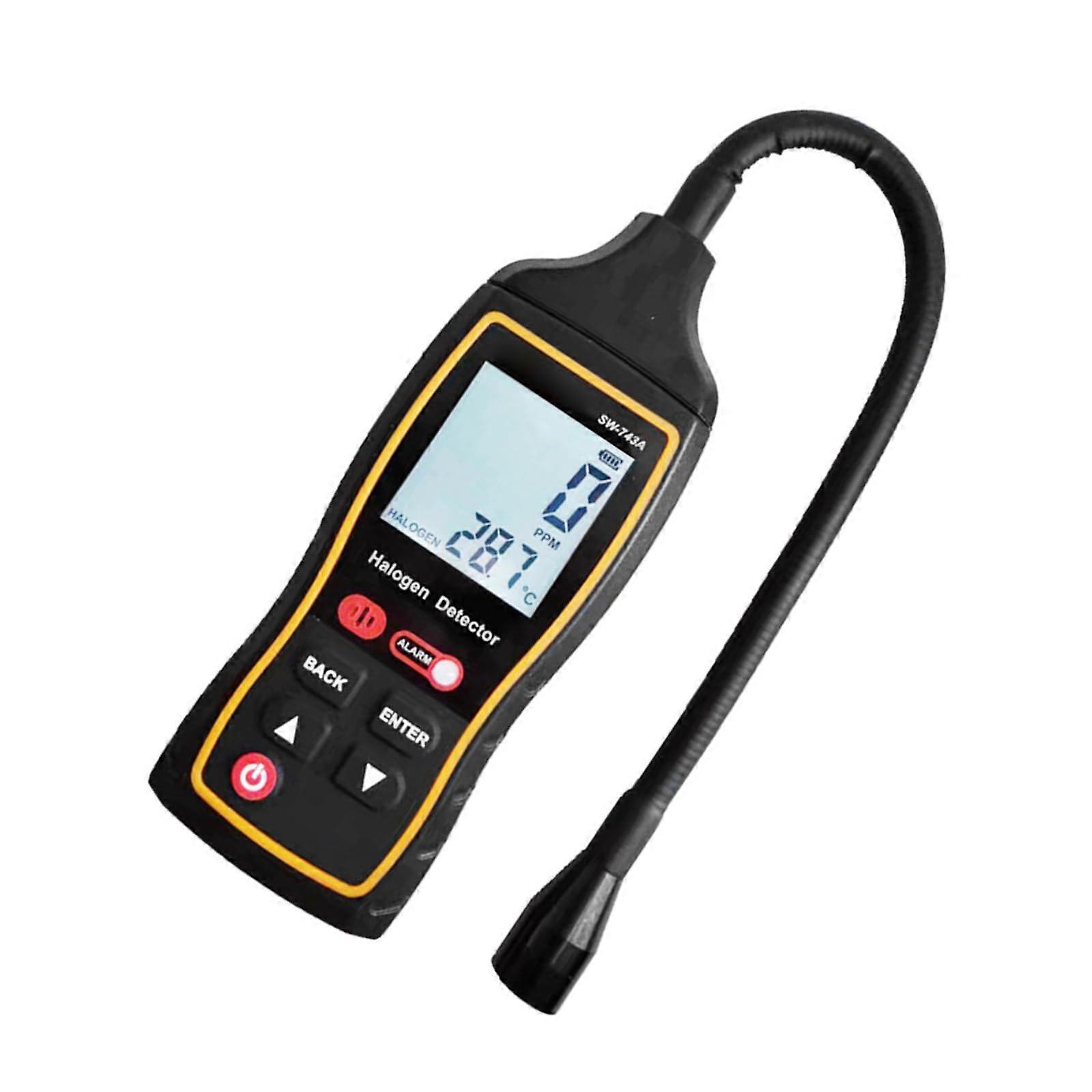 Backlit screen halogen detector, portable leak tester, sniffer, HVAC, refrigerant, leak detection tool