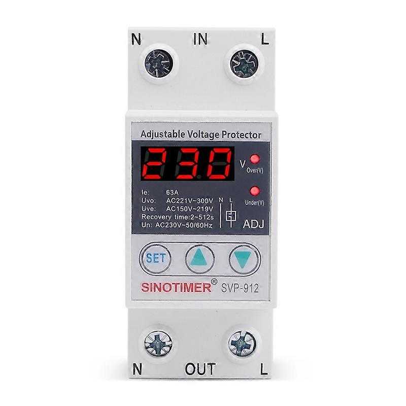 63A 230V 50/60Hz Adjustable Over Under Voltage Protector