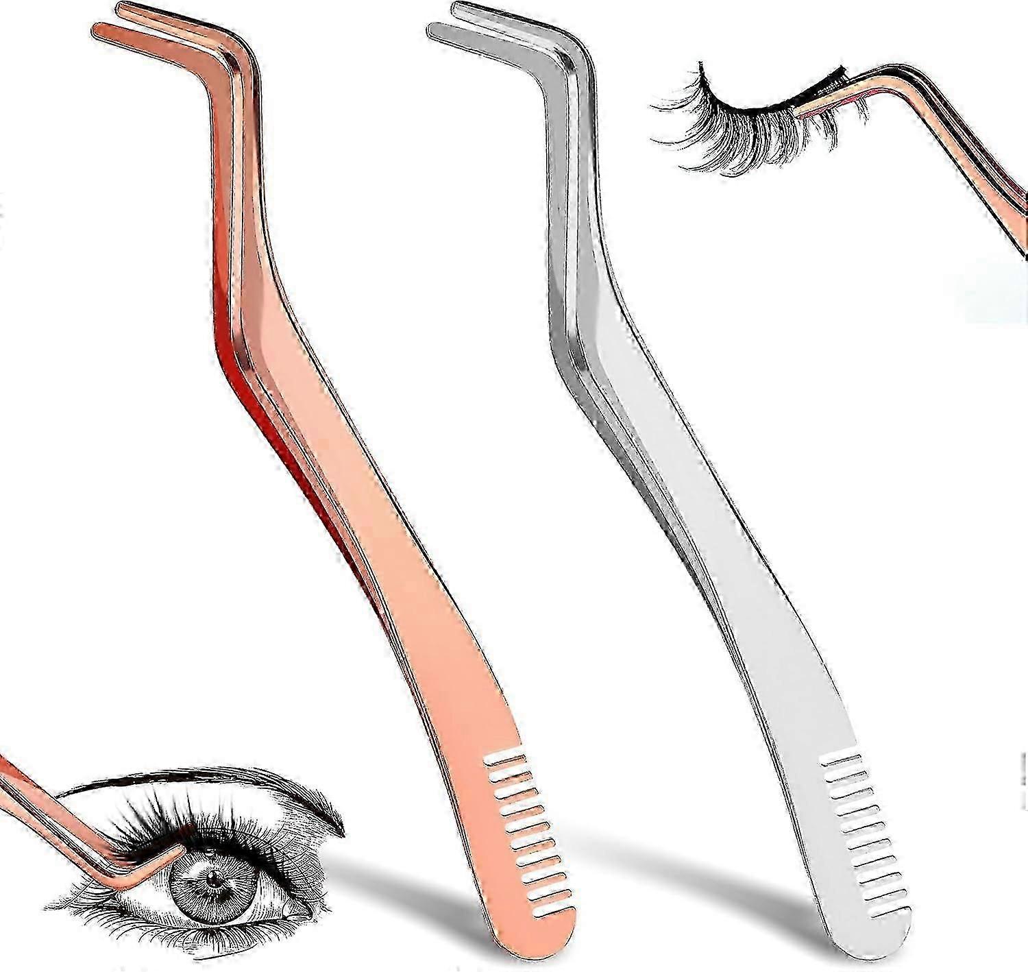 2-in-1 Eyelash Tweezers with Comb, 2-Piece Applicator Tool