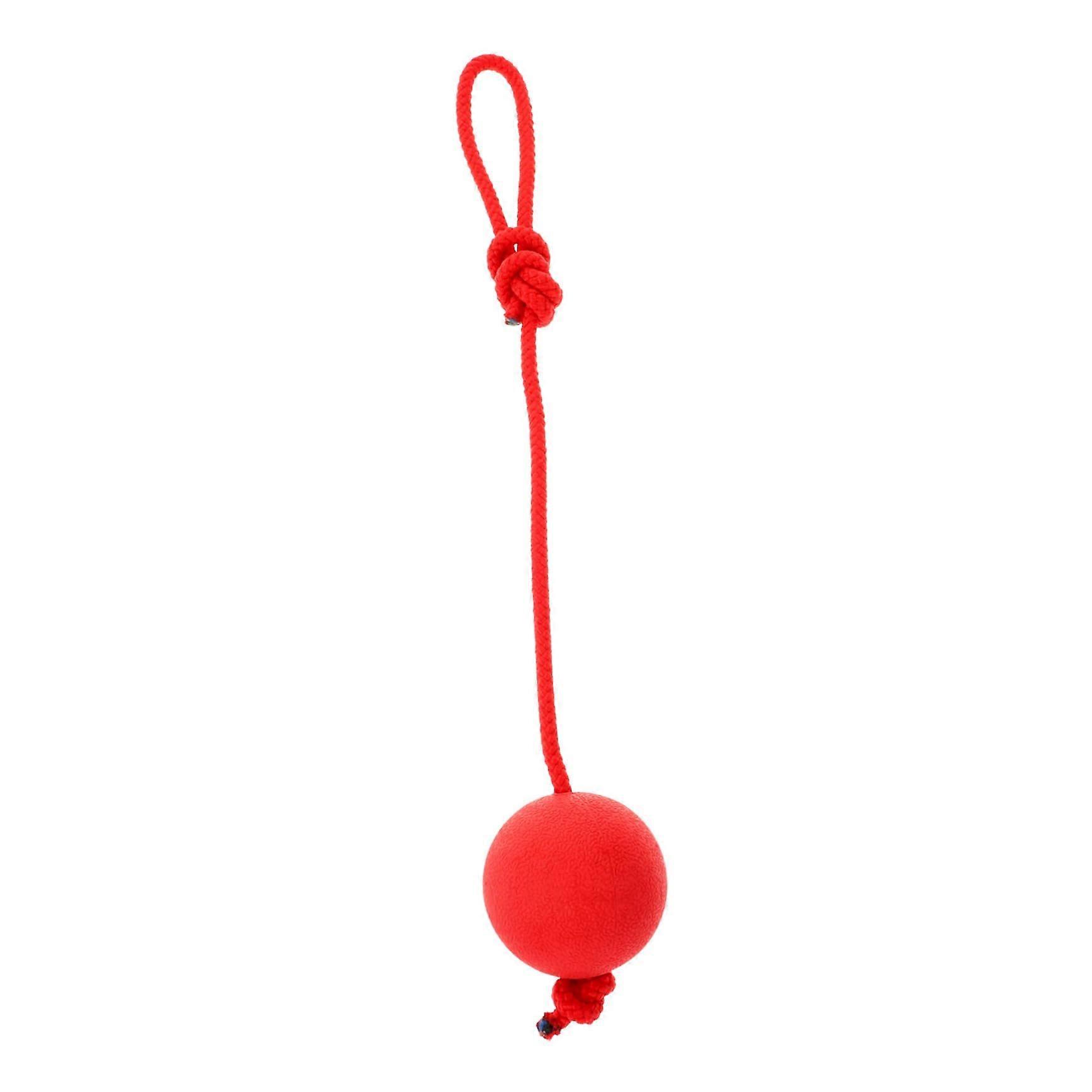 Dog Toy Rubber Ball With Rope - Bite-Resistant Elastic Ball For Training & Interaction - For Puppies & Large Dogs - Red