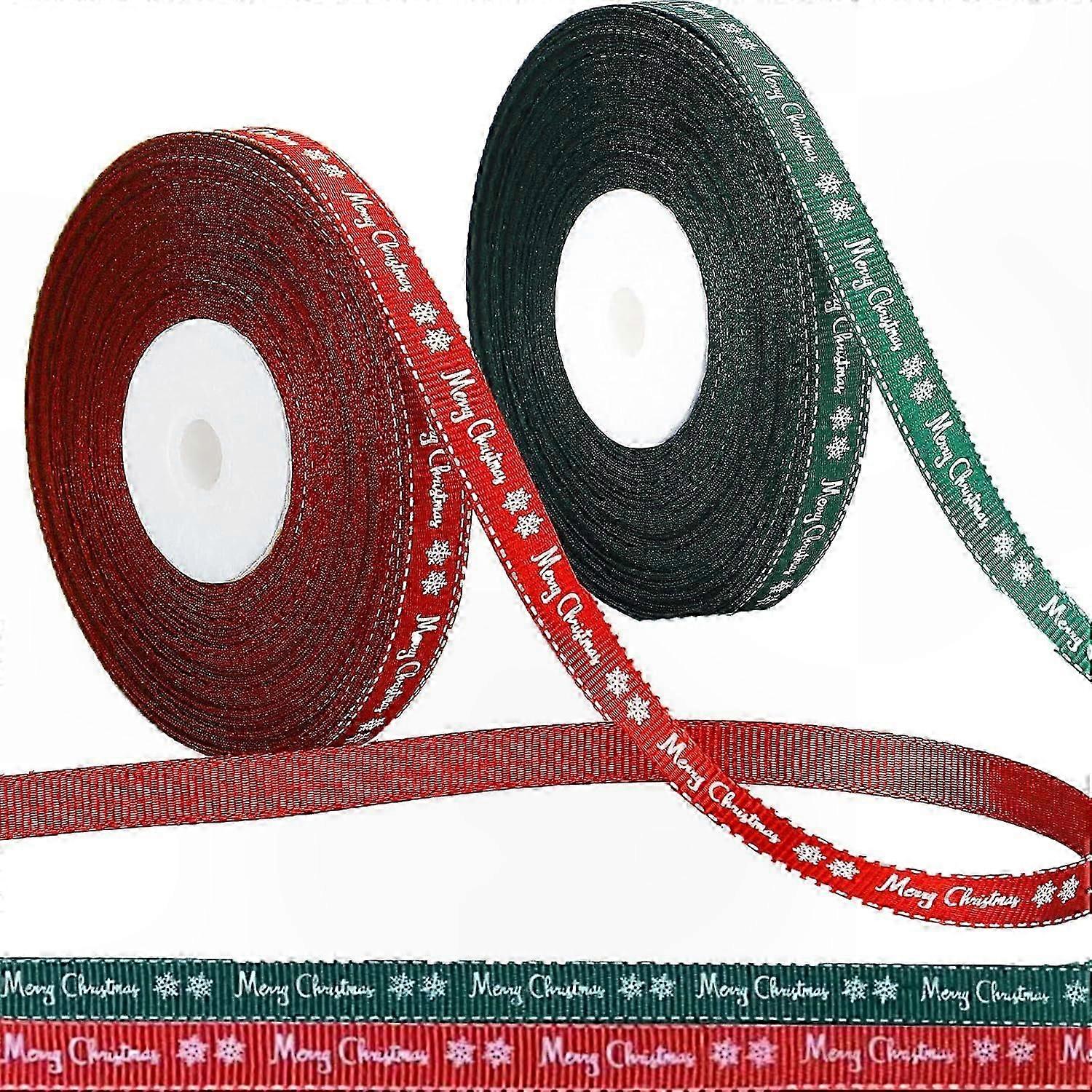 White Font Christmas Grosgrain Ribbon, 43 Yards Roll for Gift Wrapping and Crafting Projects