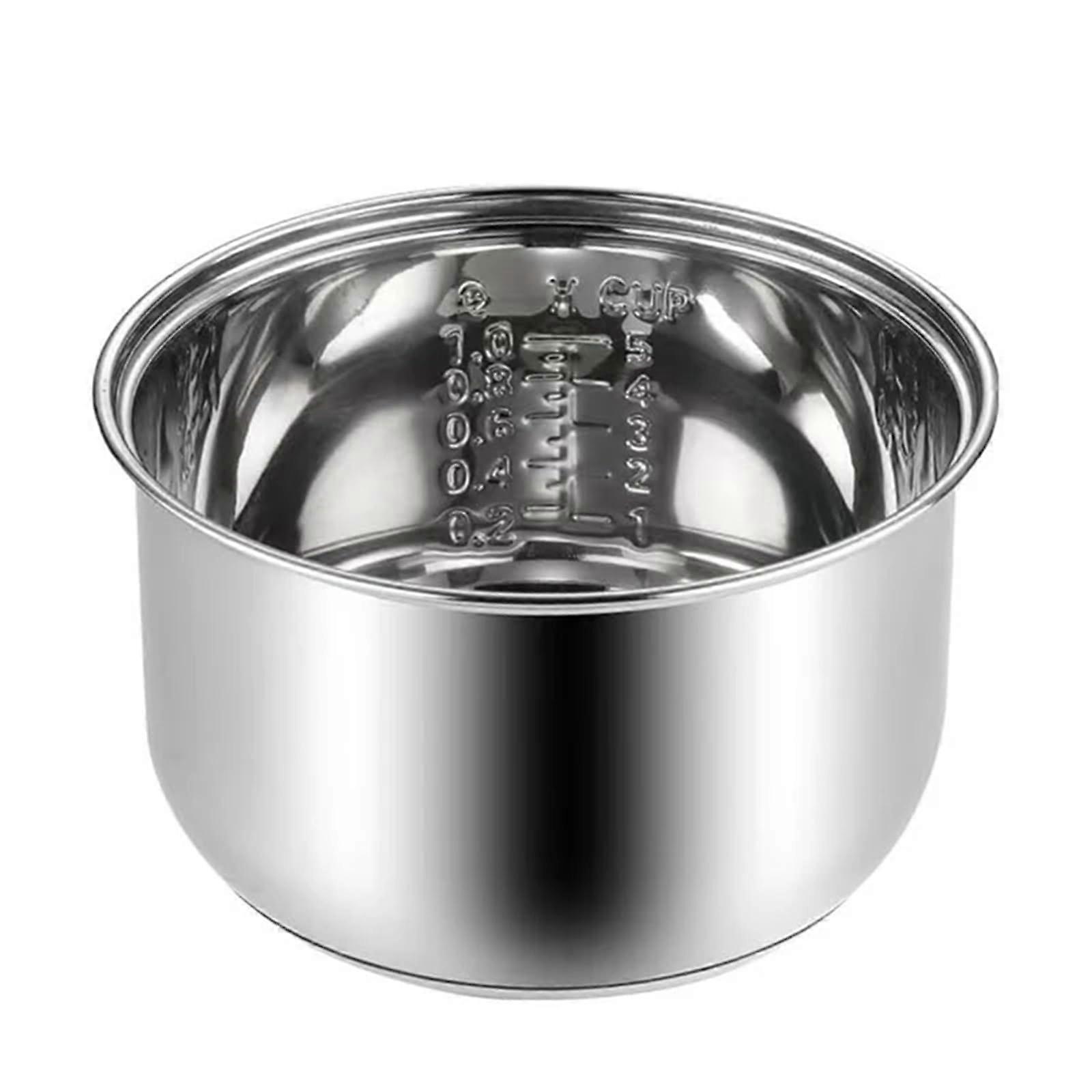 Stainless steel inner pot for rice cooker, stainless steel rice cooker inner pot replacement for multicooker, inner pot silvery.