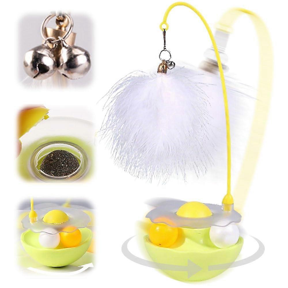 Interactive Cat Toy Cat Feather Toy For Kittens Catnip Toy With Feathers And Bell Yellow