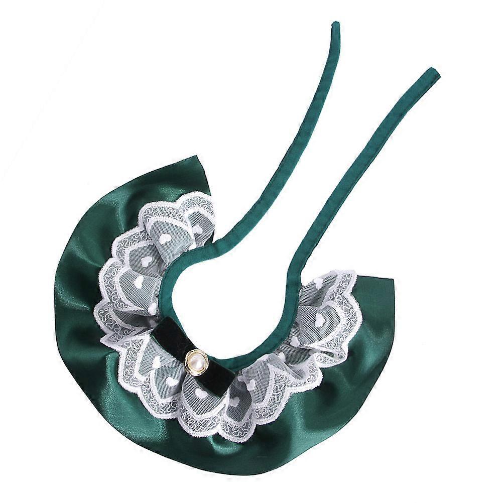 Cat Lace Collar Pet Costume Everyday Wear Dark Green 1Pack Ideal For Birthdays Weddings Photos