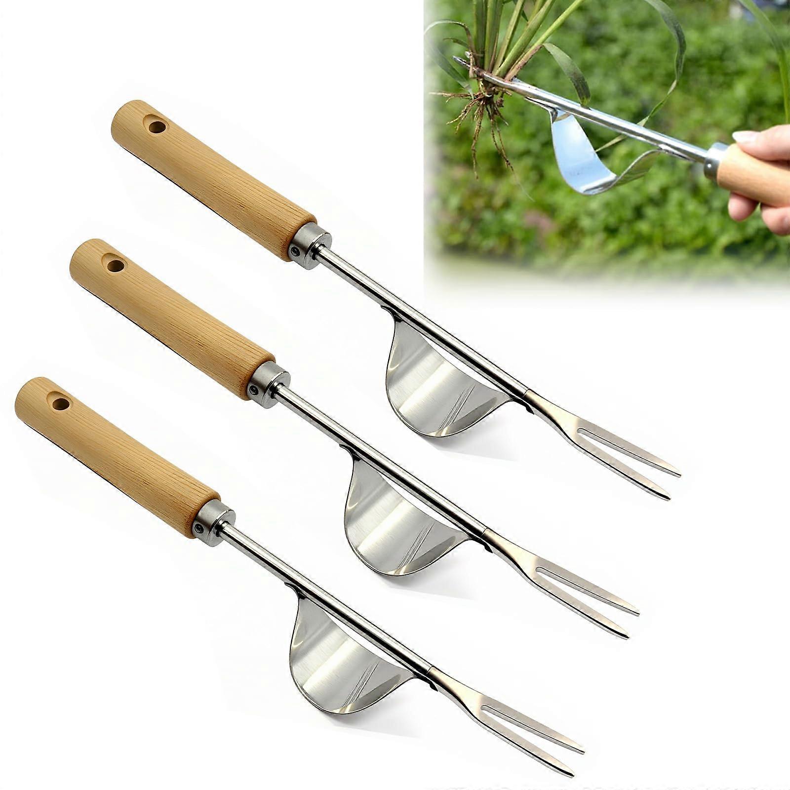 Weed Puller Manual Weeding Tool, VShaped Forks Efficient Root Removal