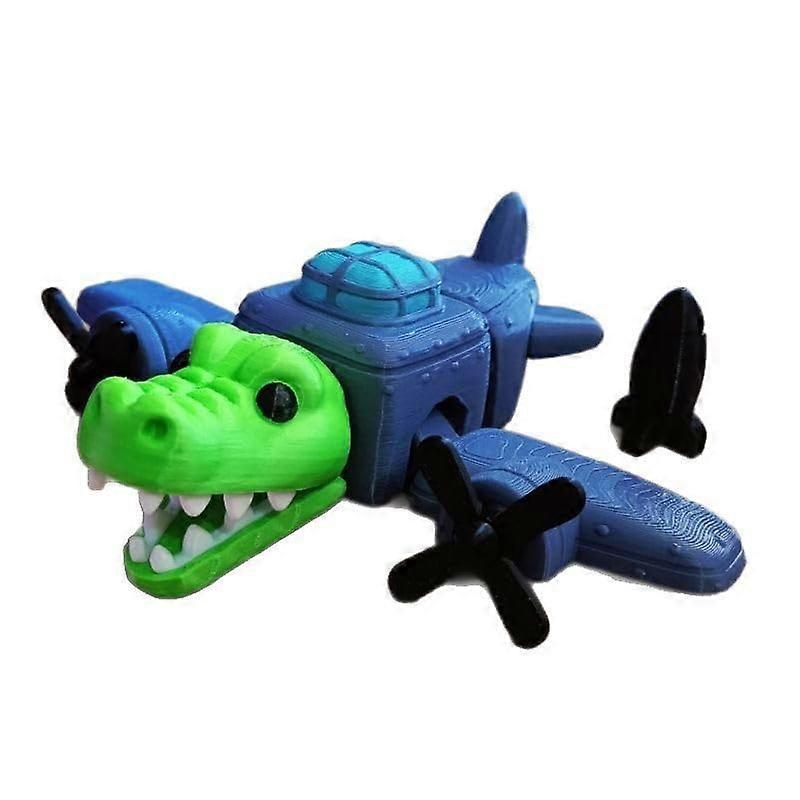 3D Printed Bomber Crocodile Model With Movable Joints Alligator Plane Toy Desk Decor Gifts For Men And Children