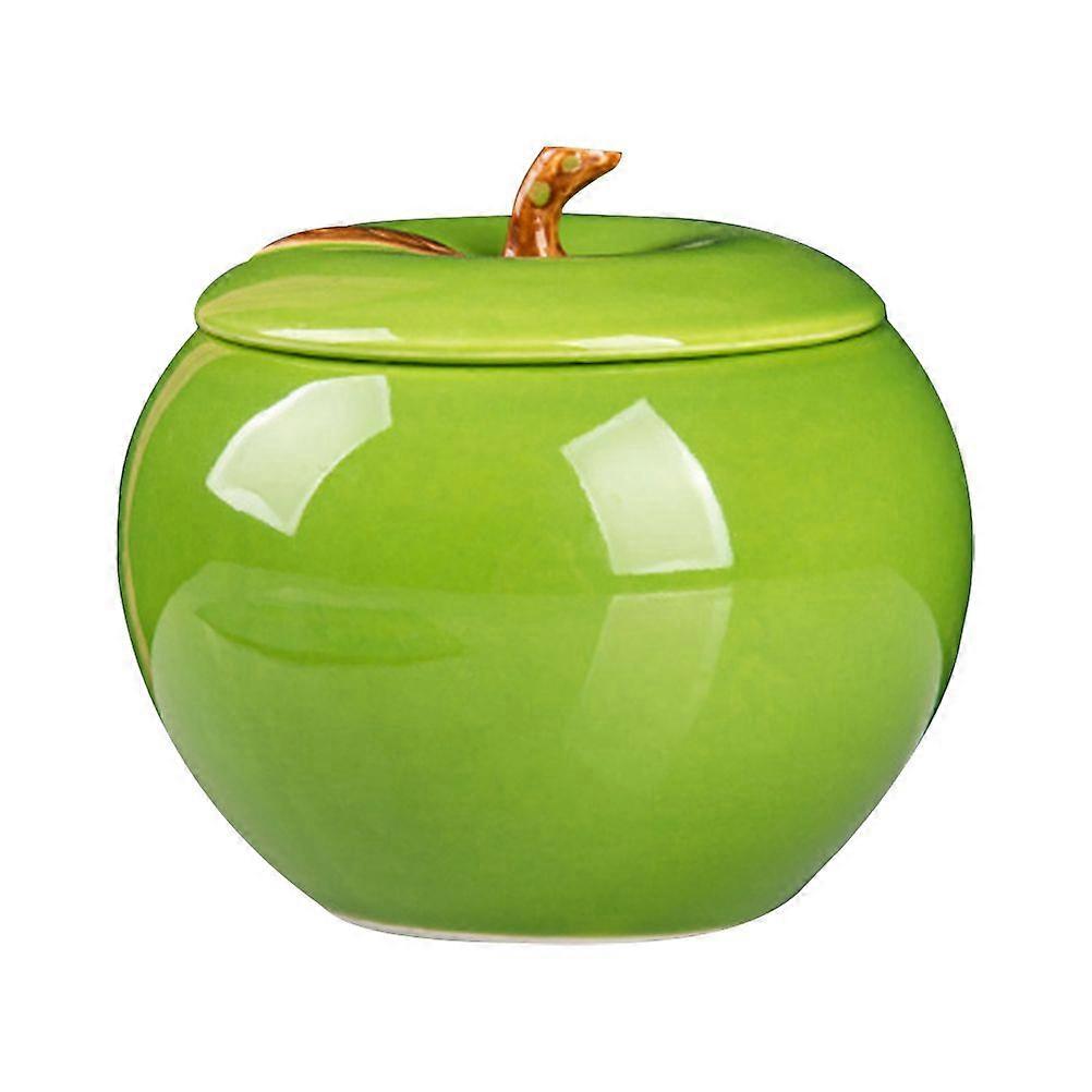 1Pc Creative Fruit Lid Ashtray Desktop Ceramic Craft Storage Container (Green)