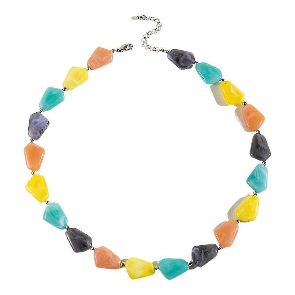 Retro Tone Shades Of Multi Shape Beaded Necklace C1B4
