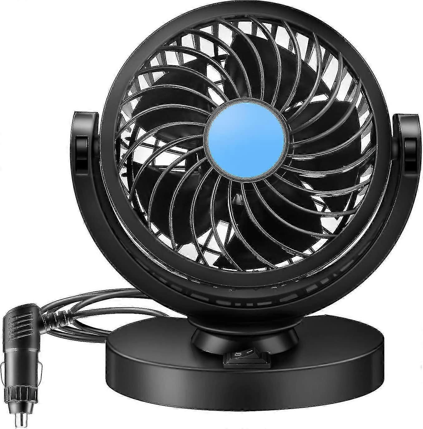 Portable 12V Car Fan with 360 Rotation - Strong Wind & Low Noise for Enhanced Cooling
