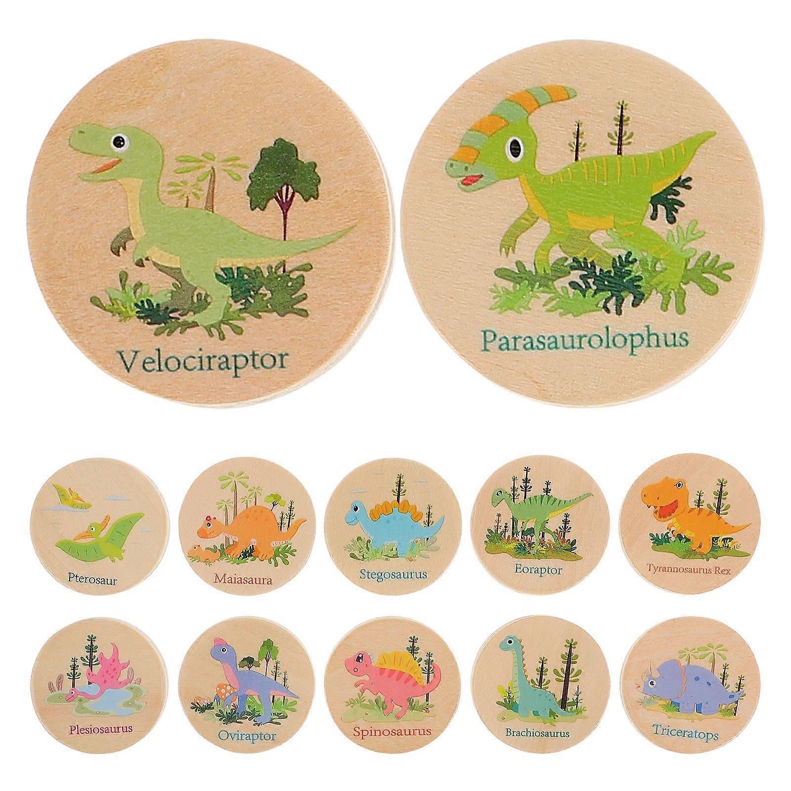 24pcs Dinosaur Memory Matching Game For Kids Wooden Animal Matching Game For Toddlers Learning Educational Toy Preschool
