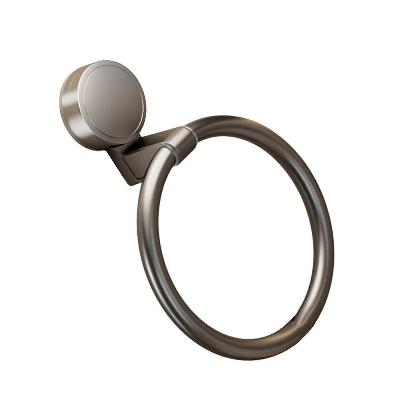 Suction Cup Towel Ring Organizer for Bathroom Kitchen Wall Mount Space Saving Gray Round