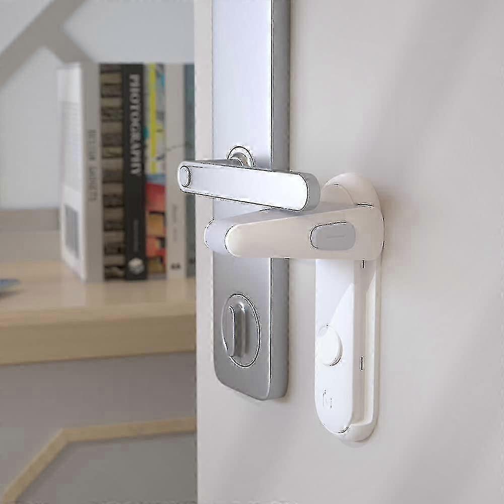 White Door Lever Locks for Child and Pet Safety, 2 Pack Toddler Proof Handle Security Devices