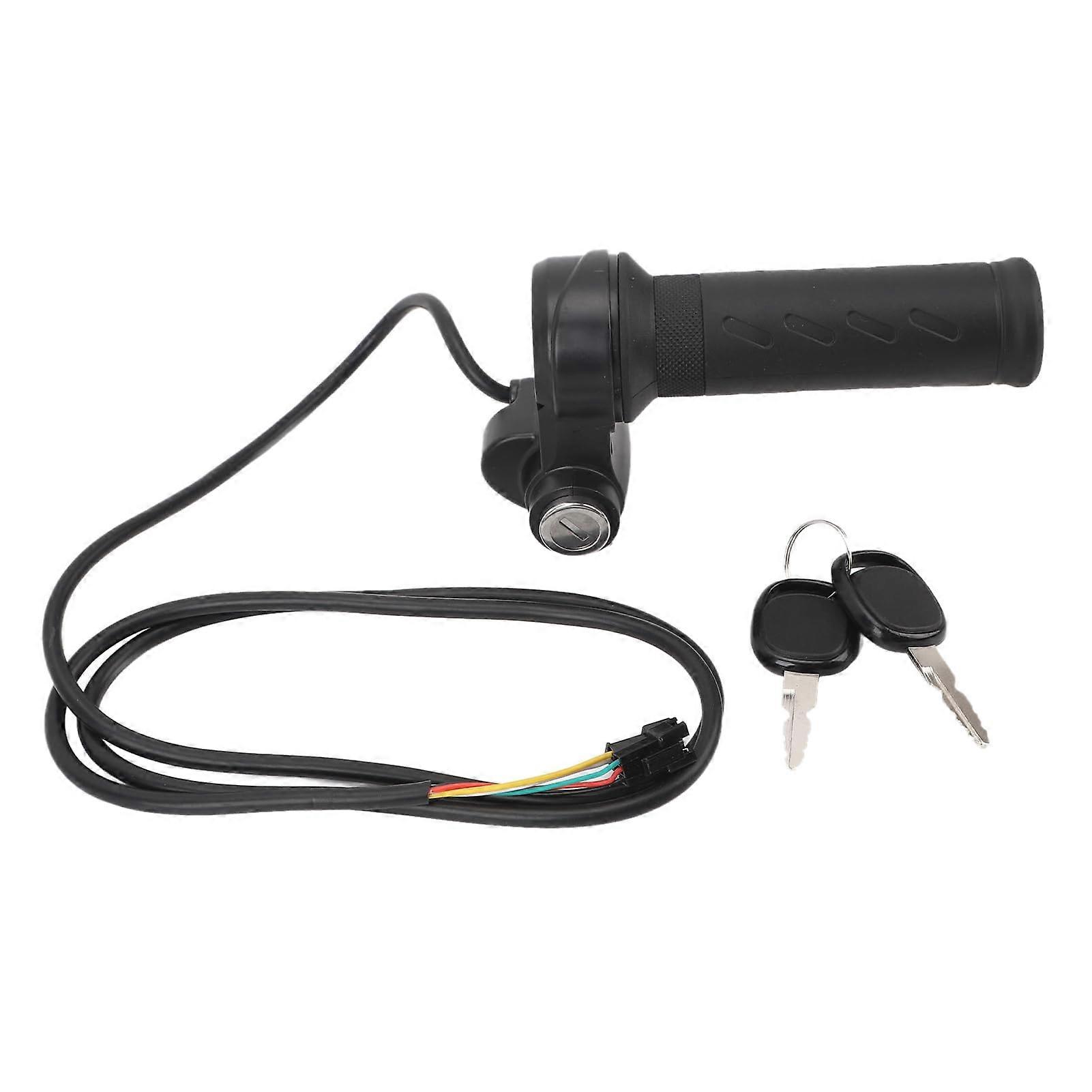 Electric Bike Throttle Grip with Speed Control and 2 Keys, Universal Handle for Scooter Motorcycle