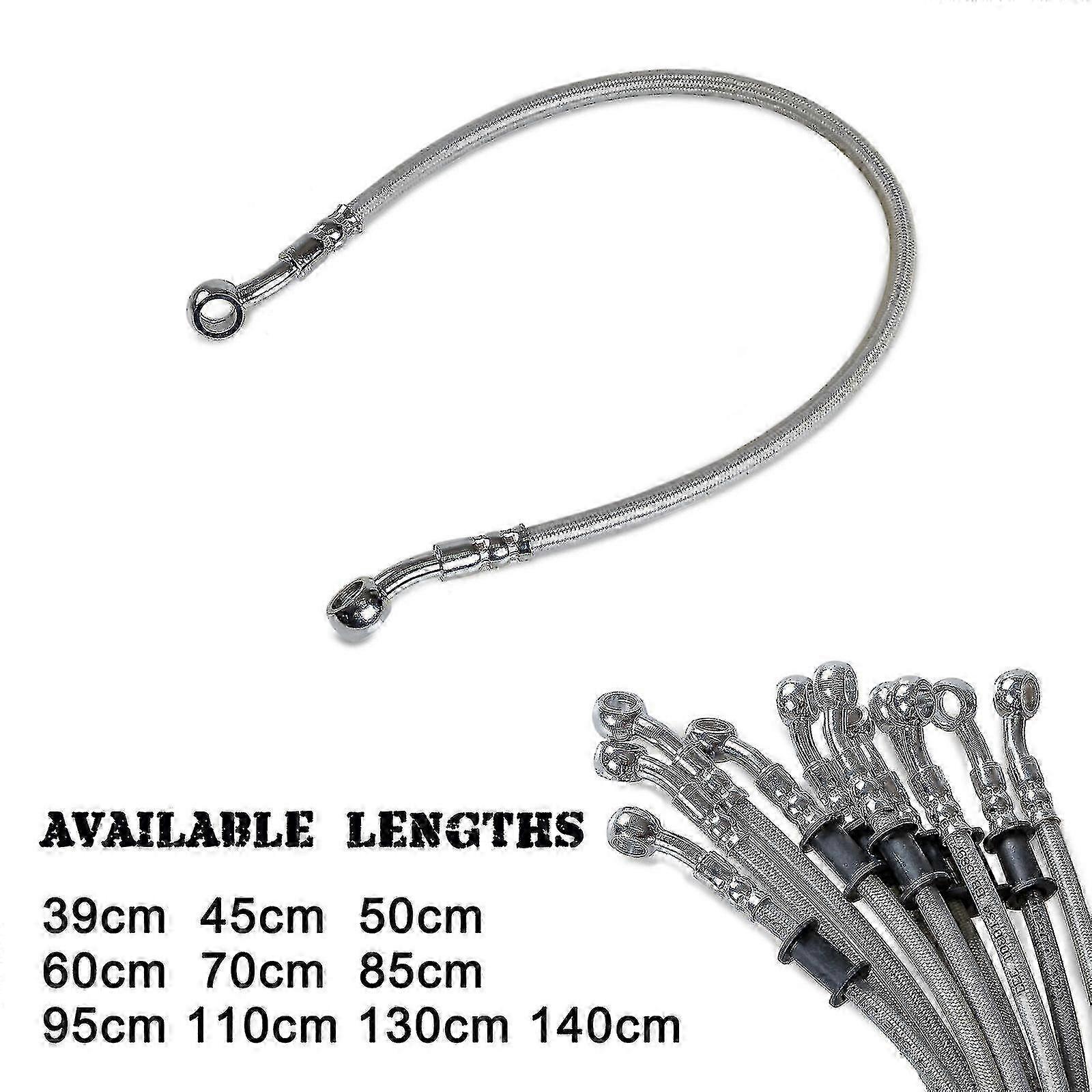 39cm-140cm M10 Motorcycle Brake Oil Hose Brake Line Universal Motorbike Stainless Steel Braided Pipeline Latiguillo Freno Moto Edition 0816