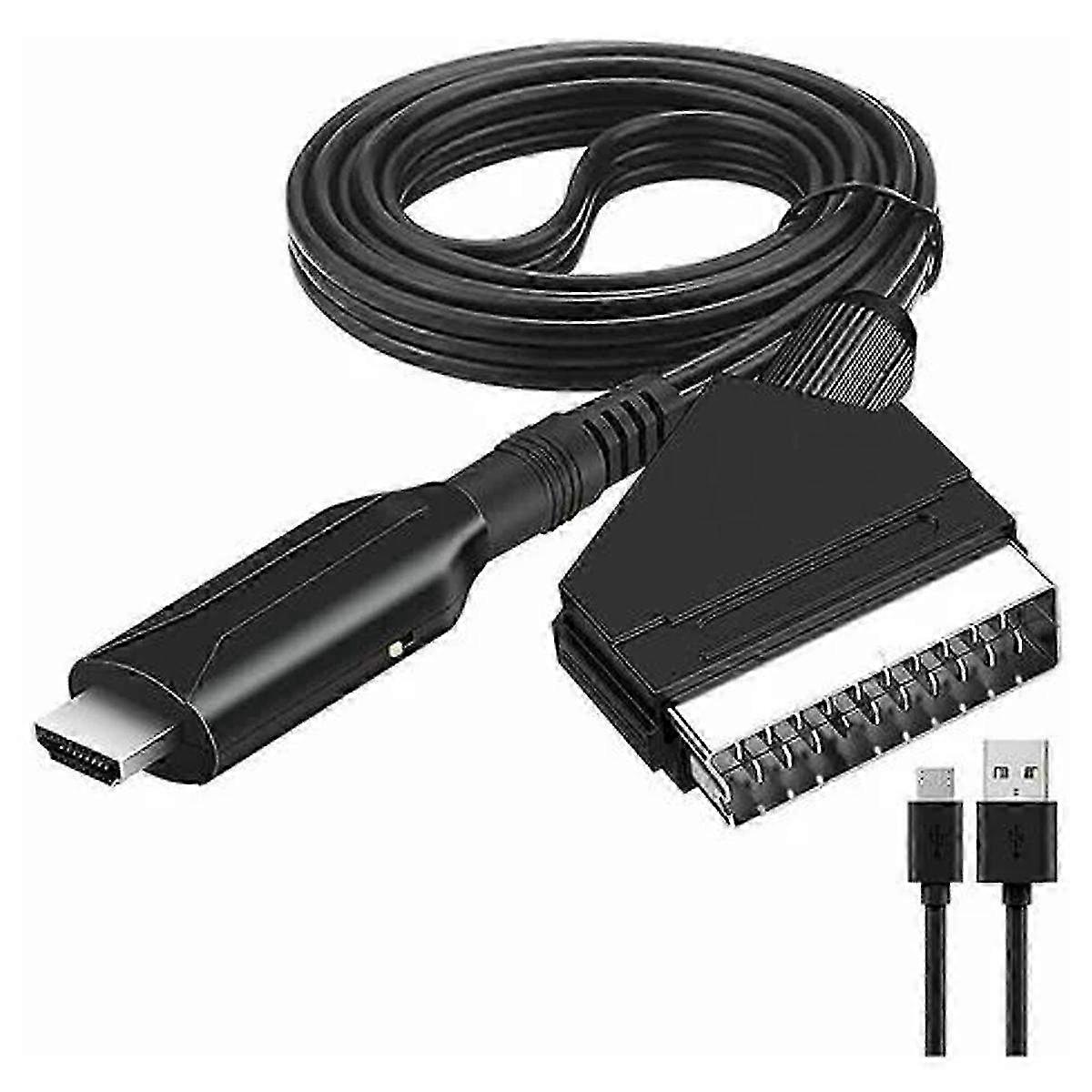 SCART to HDMI Converter Adapter for 1080P/720P HD Video - Plug and Play Multimedia Connection with DC 5V Power Supply Included