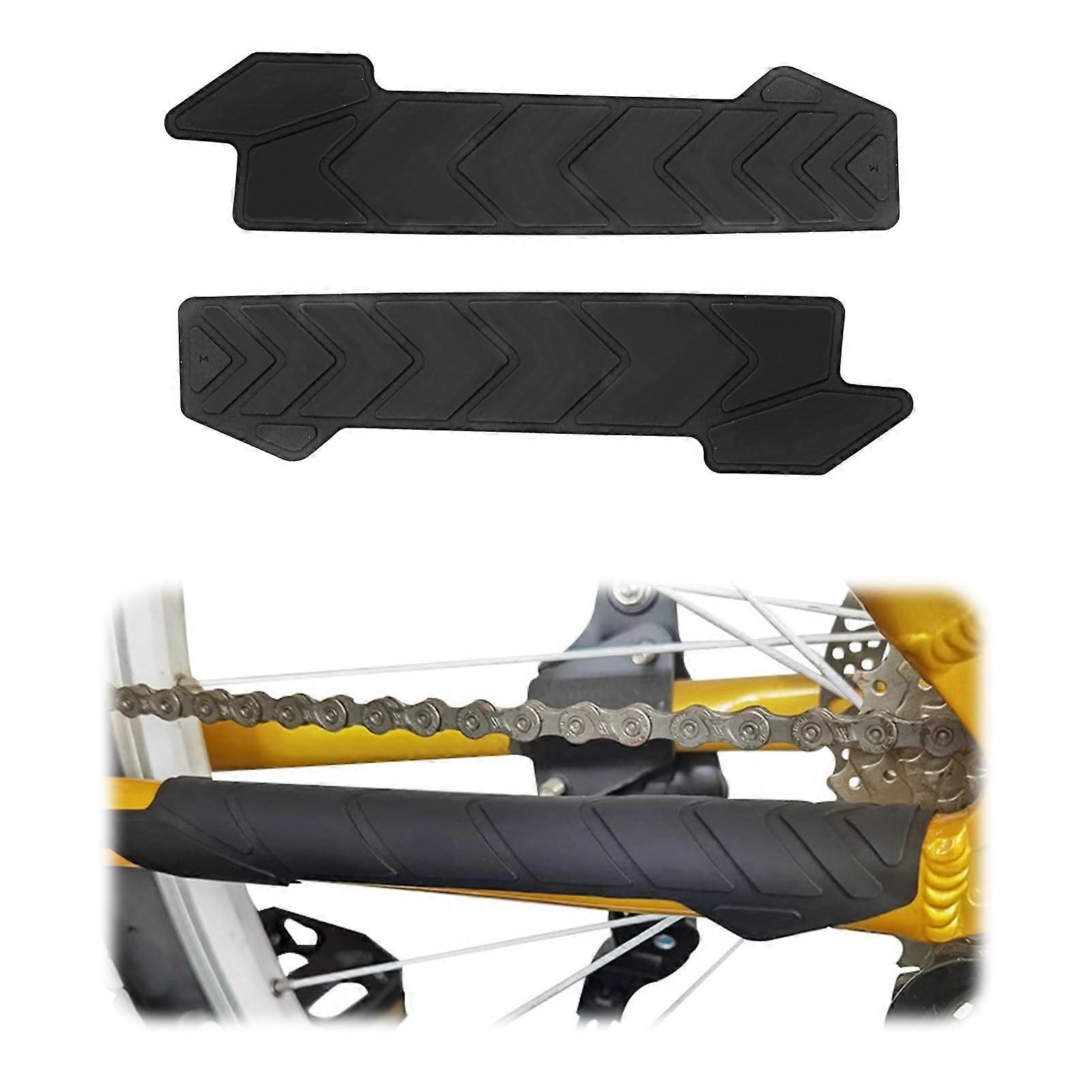 Chainstay Protector For Mountain Bike 2-Piece Silicone Self-Adhesive Anti-Scratch Chain Guard Frame Pad For MTB