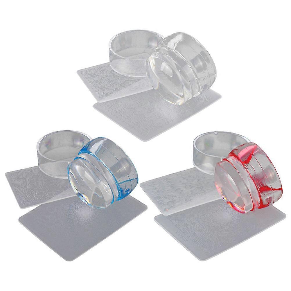 Manicure Tools Nail Stamping Template Fingertips Assorted Color Silicone Plastic for 3 Sets
