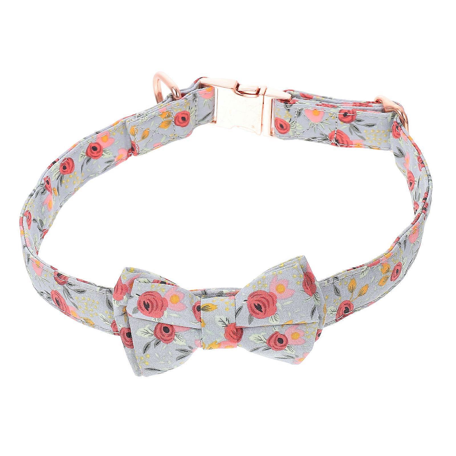 Flower Pattern Kitten Collar for Decoration Made of Cotton Pet Accessory Size Adjustable