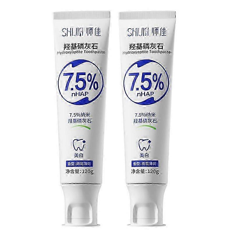 2x Hydroxyapatite Toothpaste for Sensitive Teeth - Effective in Removing Yellow Tooth Stains