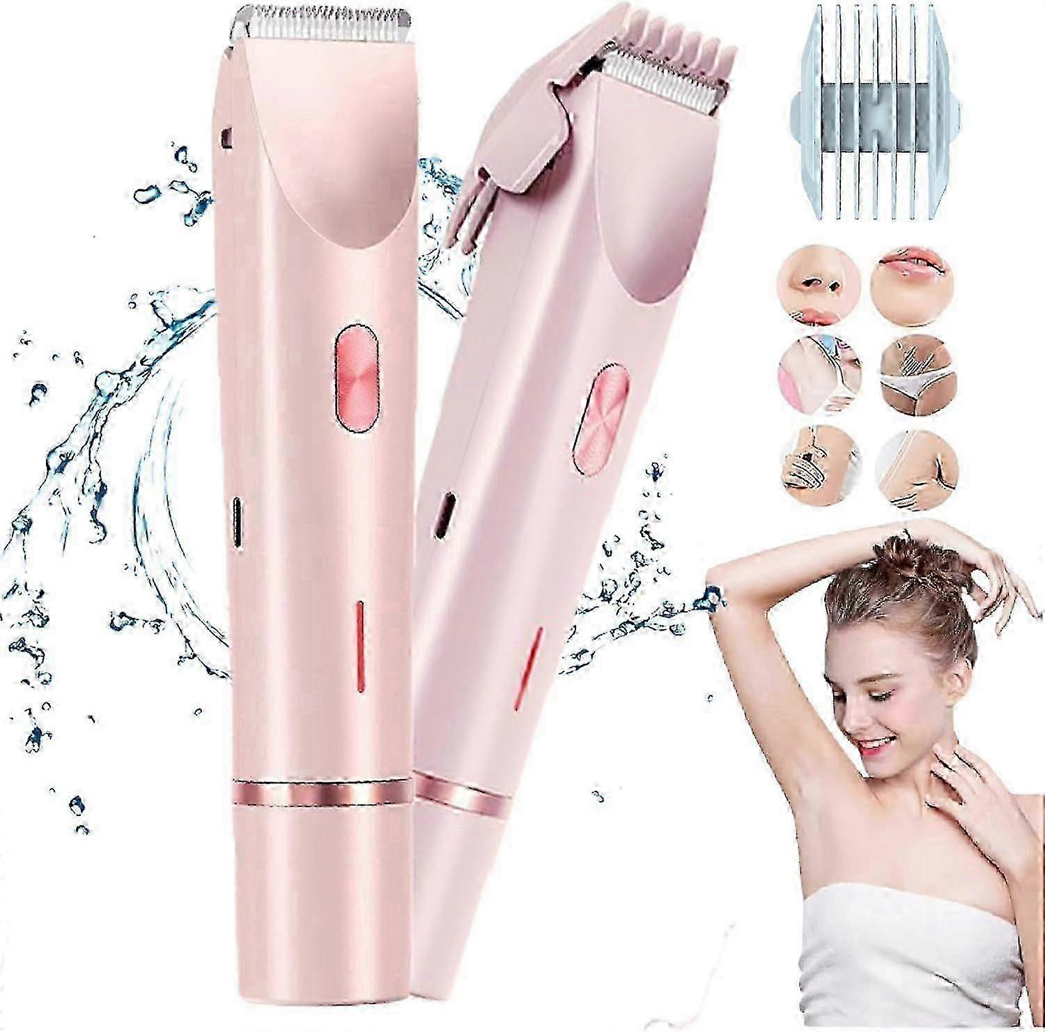 レディースシェーバー デュアルヘッド ビキニトリマー 女性用 2in1 レディースボディシェーバー USB充電 防水 痛みのない電気カミソリ シルク肌