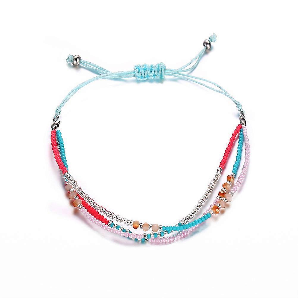 Knitted Beads Bracelet with Tassel in Multi Color Made of Plastic for Decoration Comfortable and Durable 1Pcs