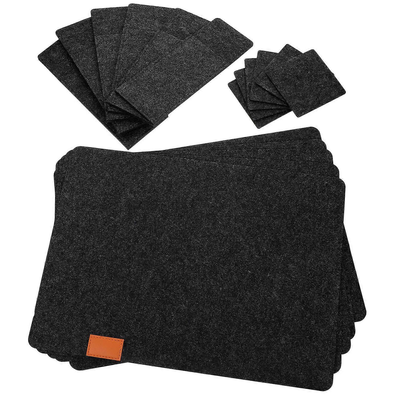 Table Mat Set of 6 Felt Heat Resistant with Cutlery Storage Bag Included
