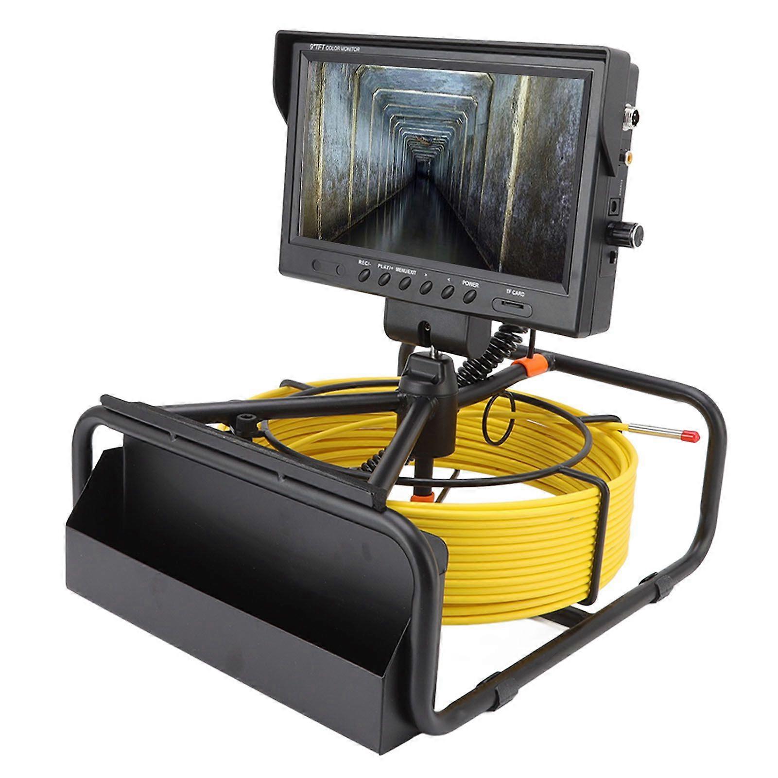 Pipe Inspection Camera Stainless Steel 9in 1080p Pipeline Sewer Endoscope Camera with 6.5mm Display 100‑240V EU Plug 20m