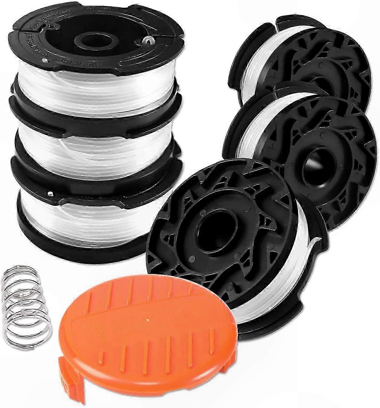 Replacement Trimmer Line Spools with Cover and Spring for Electric Trimmers - 6 Pack Universal Fit