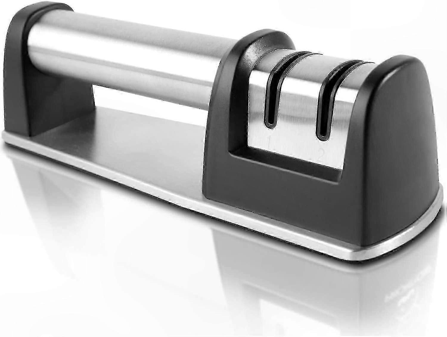 2-Stage Diamond Knife Sharpener for Straight & Serrated Blades, Black