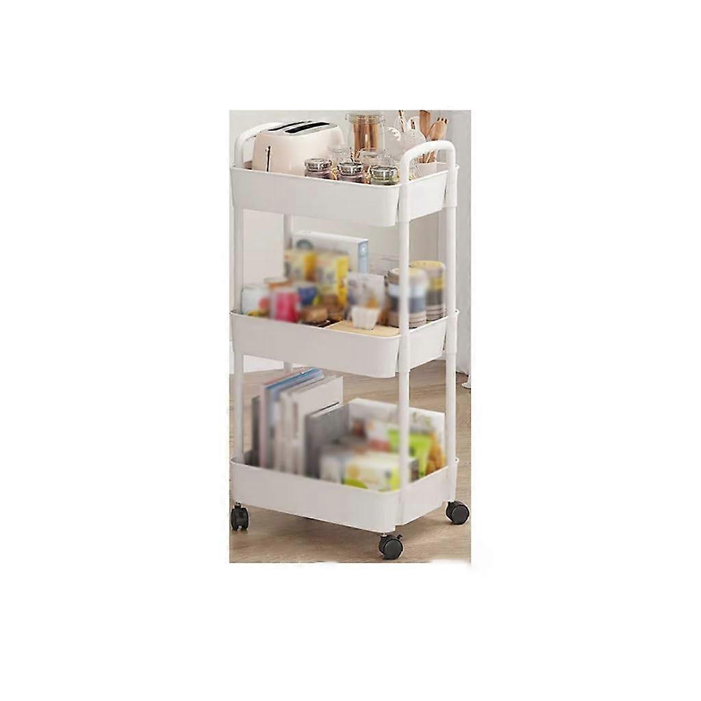 Pantry Cabinet Kitchen Storage Rack Floor-Standing Multi-Layer Mobile Organizer With Vegetable Basket Snack Storage (A)