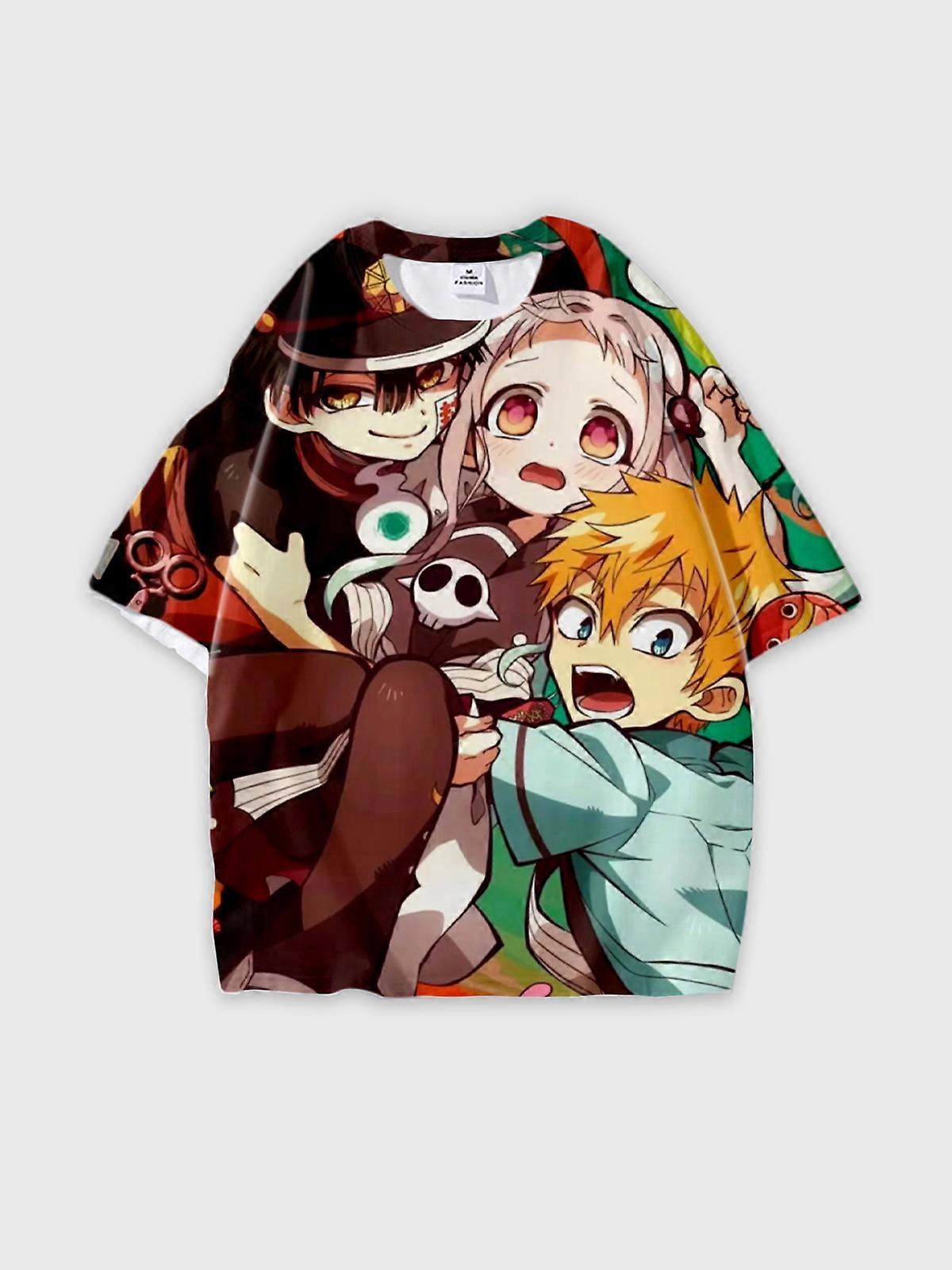 T-Shirt Round Neck, Loose Short Sleeve Toilet-bound Hanako-kun Graphic Tee, Unisex Summer Casual Top W1079