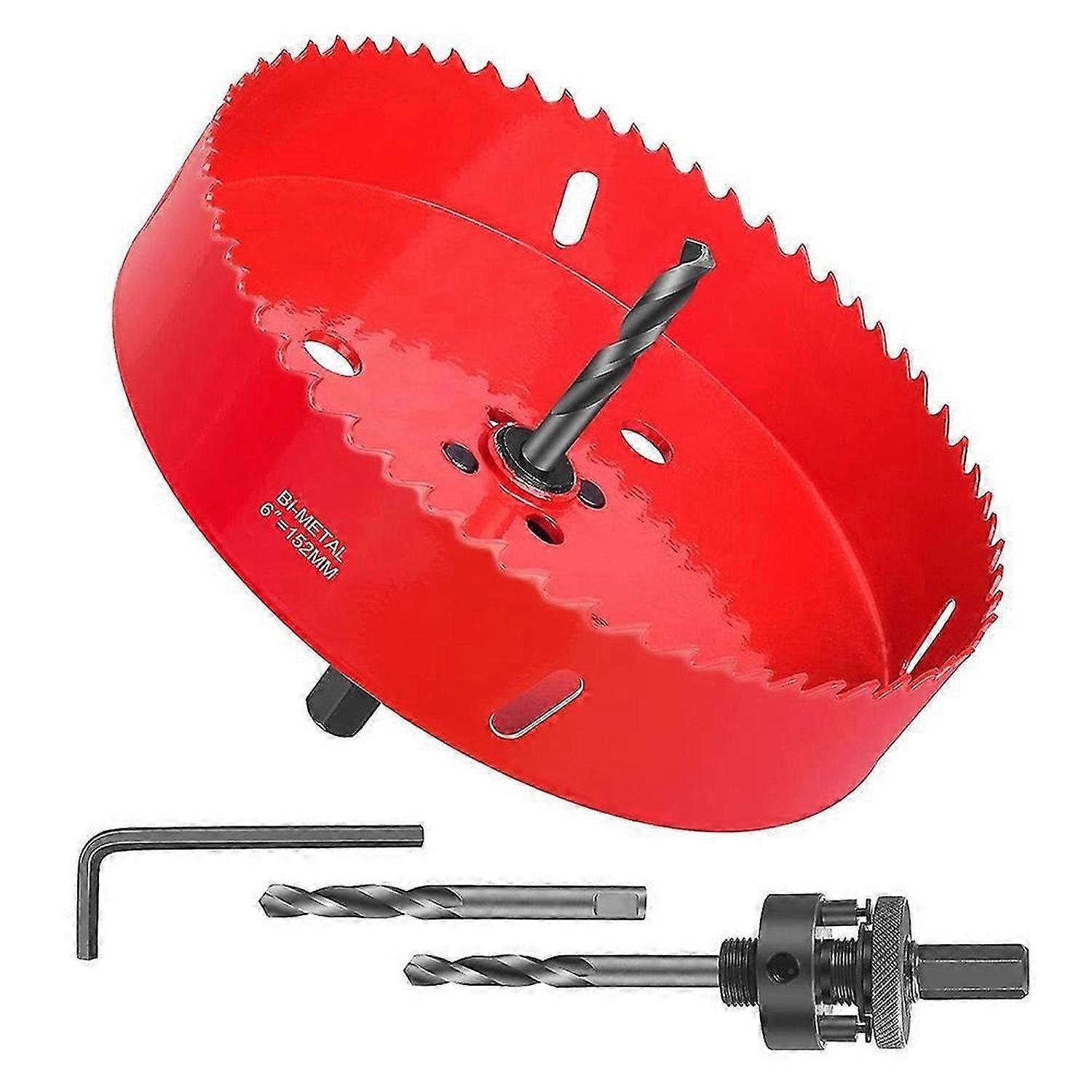 6 Inch Hole Saw - 152mm Bi-Metal Hole Cutter for Different Project with Smooth & Flat Drilling Edge, Fast Chip