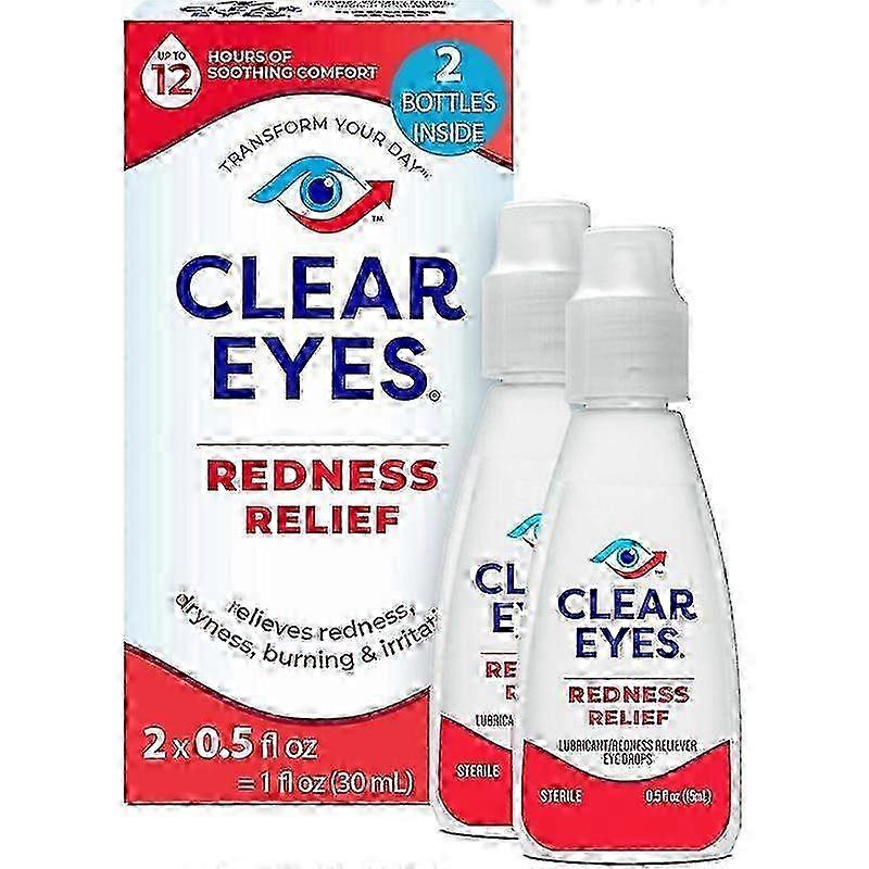 2025 2 pieces of Clear Eyes eye drops to relieve redness and swelling, soothing and moisturizing eye drops for 12 hours to soothe