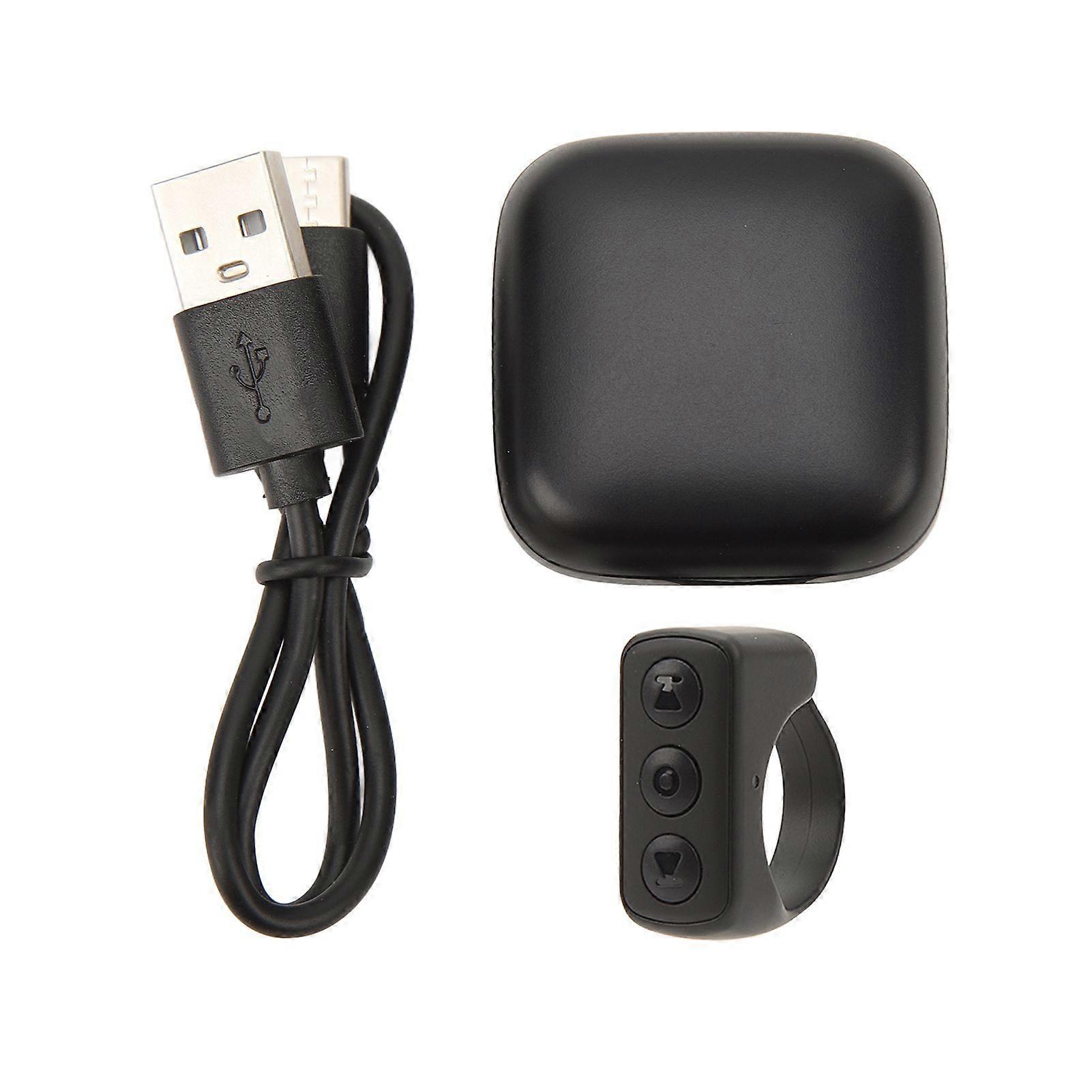 Bluetooth Remote Control Page Turner APP Remote Scrolling Ring Clicker for Cell Phone Black