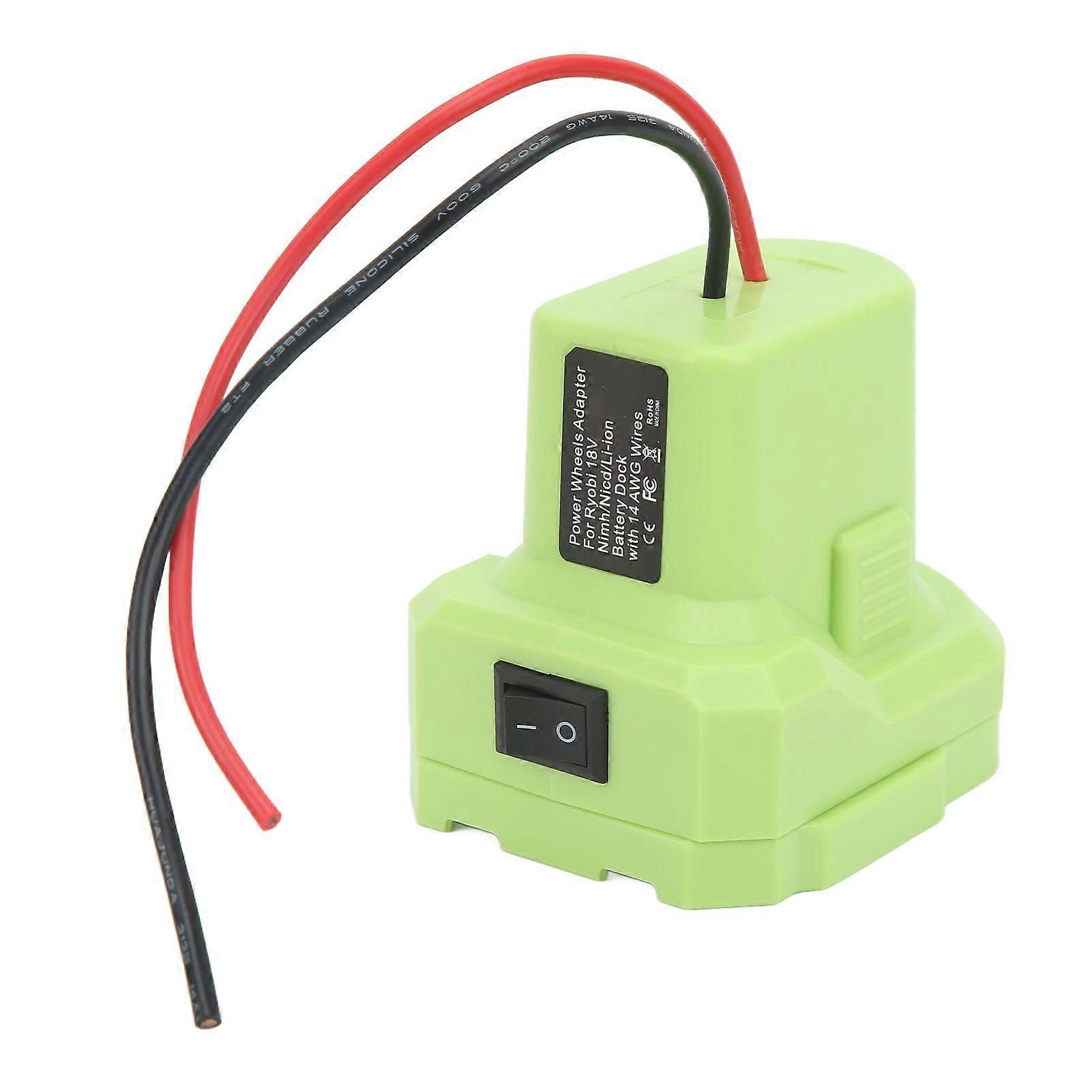 Battery Adapter Converter Dock Power Connector 14AWG with Switch for Ryobi P108 P107 P102 P103