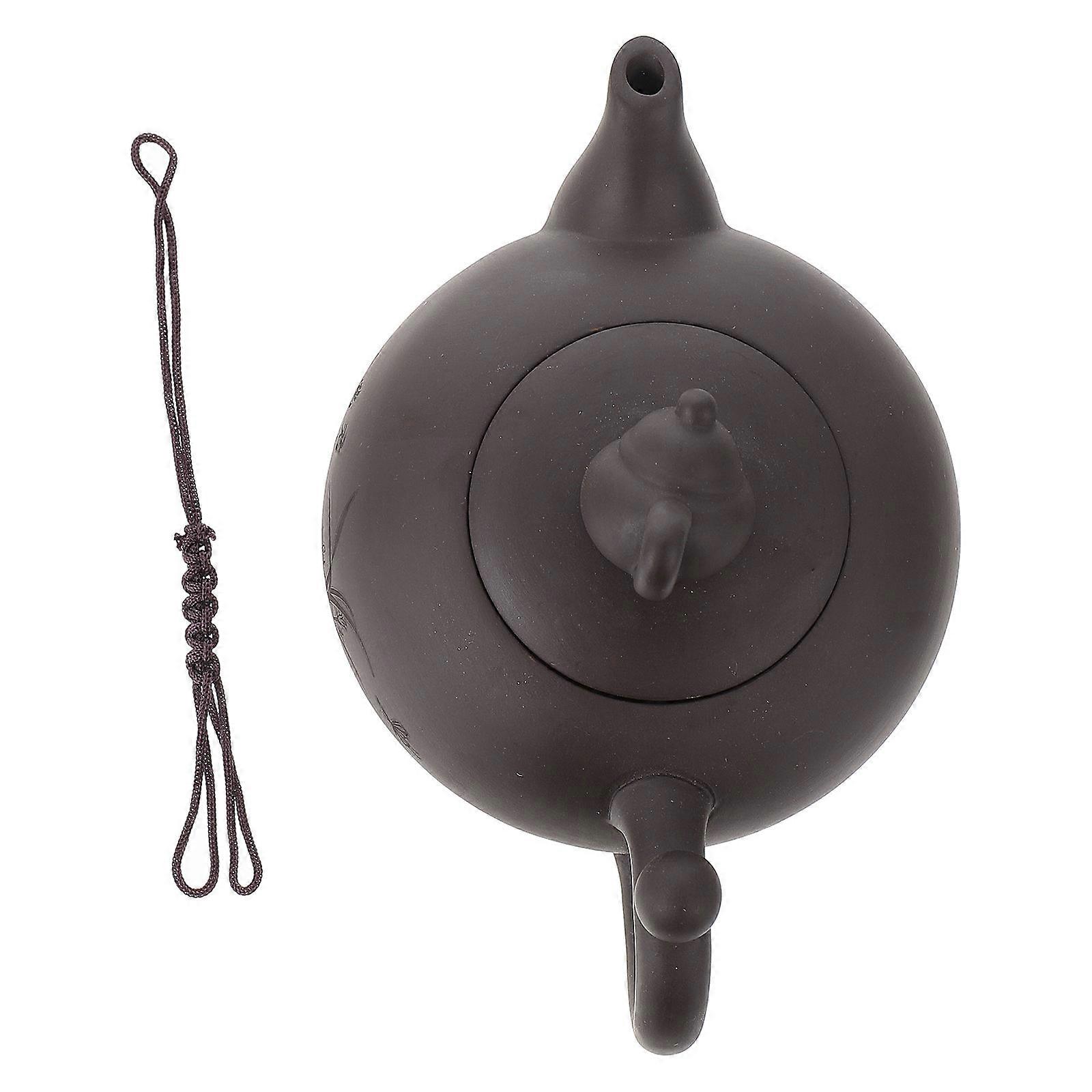 Dark Brown Retro Ceramic Teapot Double Pot for Home Use 1Pcs