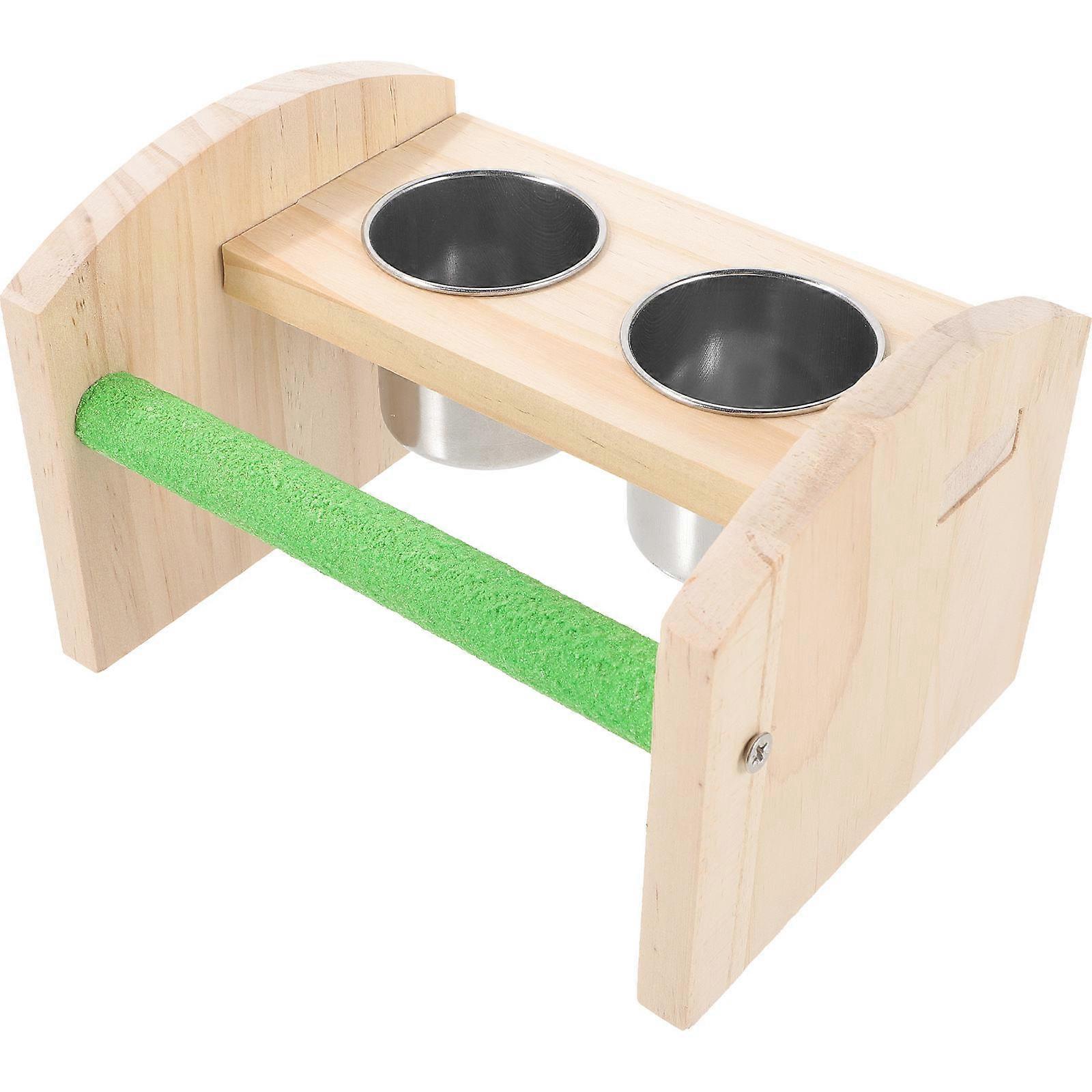 Tabletop Parrot Perch Stand Wooden Rack for Training 2Pcs Bird Feeder