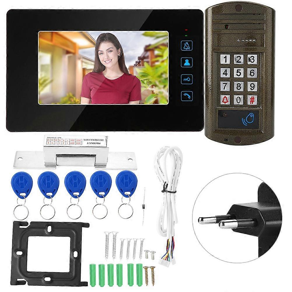 7inch Wired Video Doorbell Password FRID Card Visual Intercom Door Phone (EU Plug)