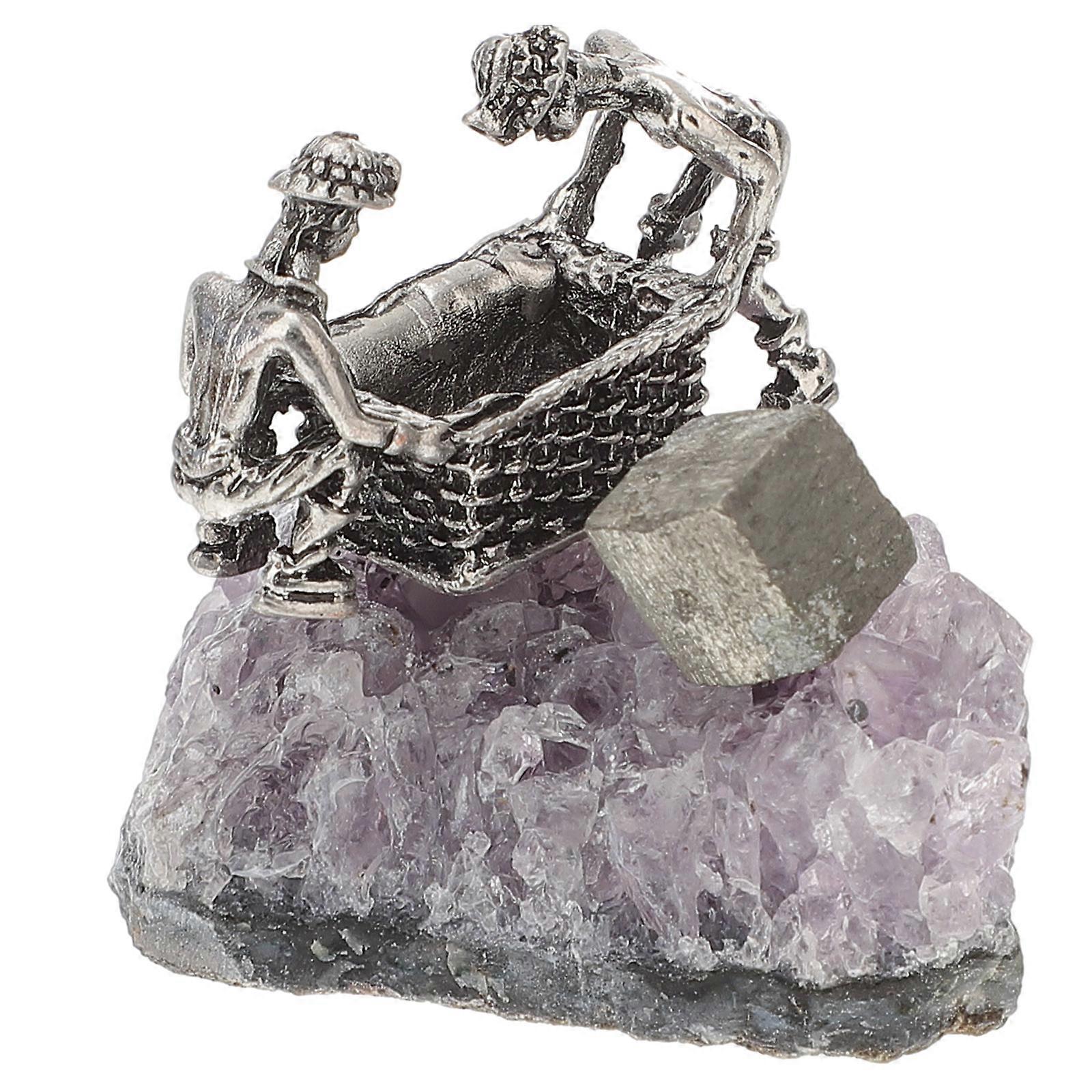 Natural Amethyst Cluster Decor Miner Figurine for Home Decoration 1Pcs
