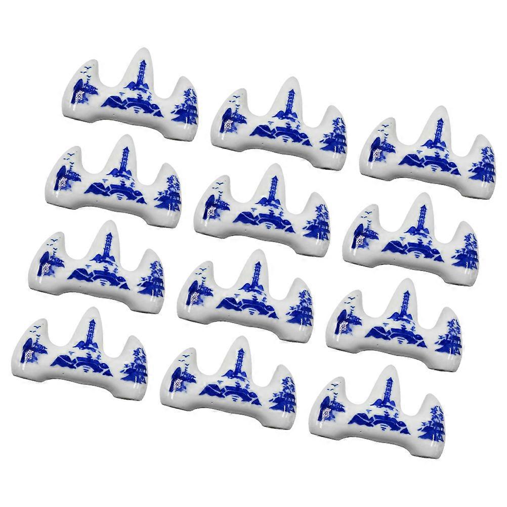 Chinese Calligraphy Brush Holder Ceramic Rack for Home Use 12Pcs